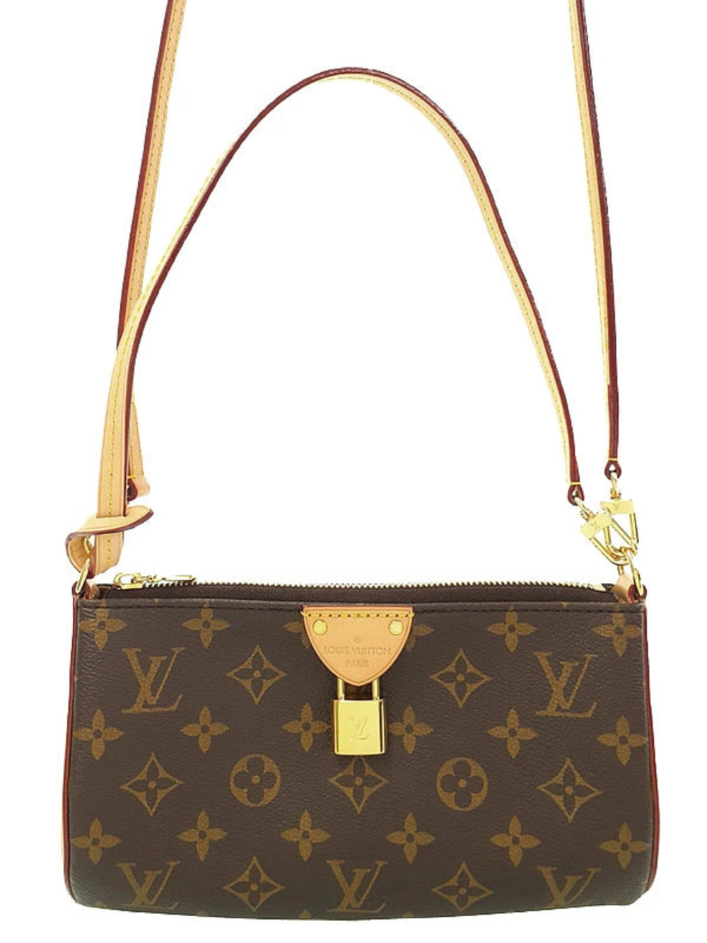 Louis Vuitton Monogram Pochette Tillet Bag Pouch Canvas Leather Brown